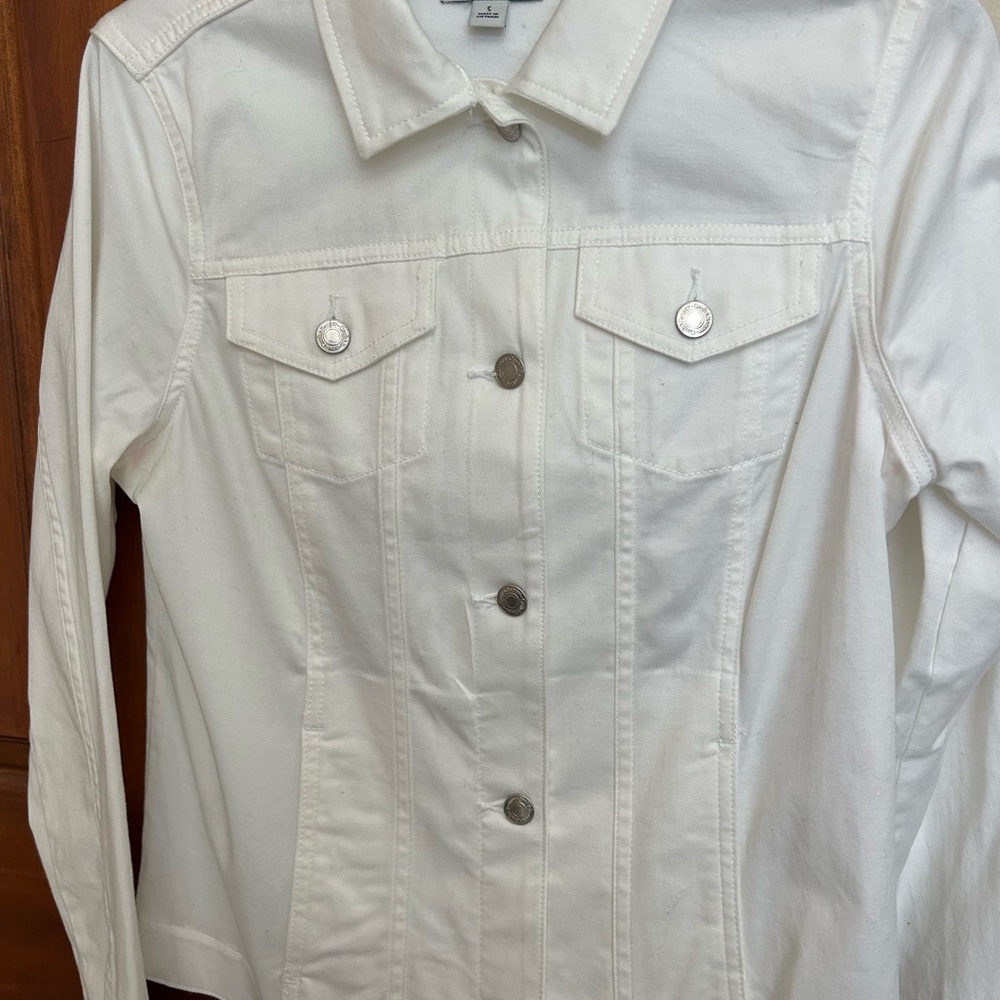 Croft & Barrow Classic White Jean Jacket - Picture 2 of 7